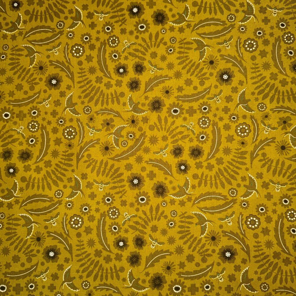 Green Meadow by Alison Glass for Andover Fabrics - 1 Yard - Bird, Flower, Leaves